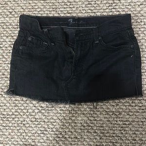 7 for all mankind Black denim frayed jean SKIRT!